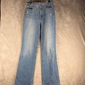 Guess Womens High Rise Straight Leg Light Wash Raw Hem Denim Jeans Size 27